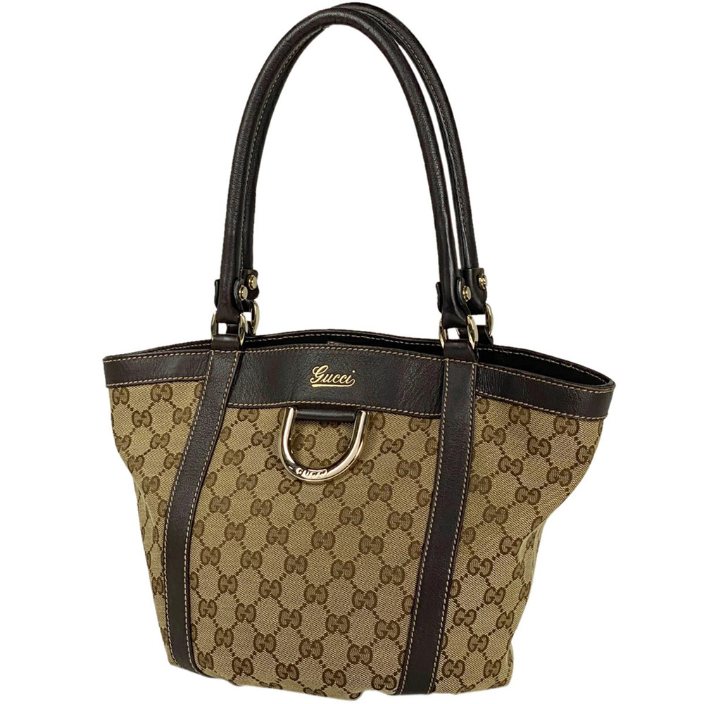 Gucci GG tote bag shoulder handbag Abbey canvas beige brown